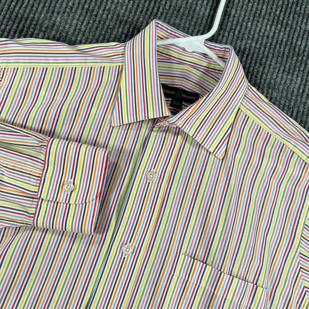 Robert Talbot Shirt Mens 15.5-35 Striped Long Sleeve Button Up Dress Casual